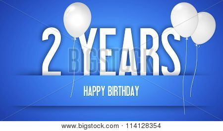 Happy Birthday Card - Boy With White Balloons - 2 Years Greeting Postcard - Illustration Anniversary