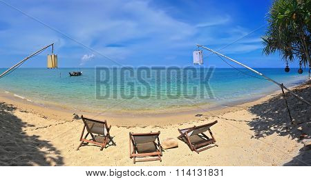 Tropical beautiful beach with crystal clear water on the island of Koh Lanta (Thailand)