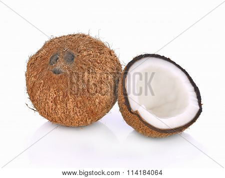 Coconut on white background
