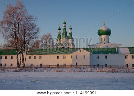 Lodeinoe Pole, Leningrad Oblast, Russia - January, 2016: The Holy Trinity Alexander Svirsky Monaster
