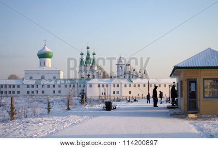 Lodeinoe Pole, Leningrad Oblast, Russia - January, 2016: The Holy Trinity Alexander Svirsky Monaster