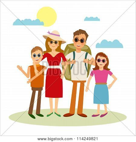 Happy Family Travels Vector People