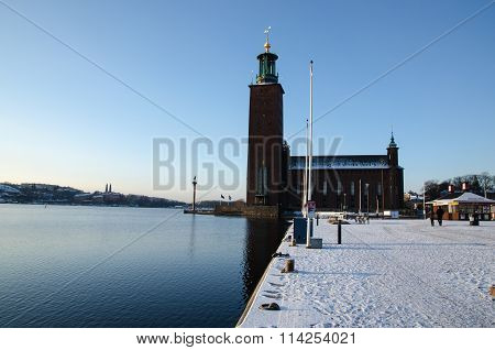 Winter By The City Hall In Stockholm