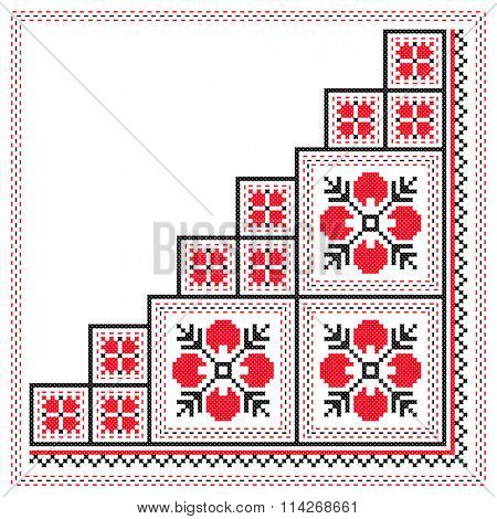 vector imitation serviette like handmade cross-stitch ethnic Ukraine pattern. old embroidery