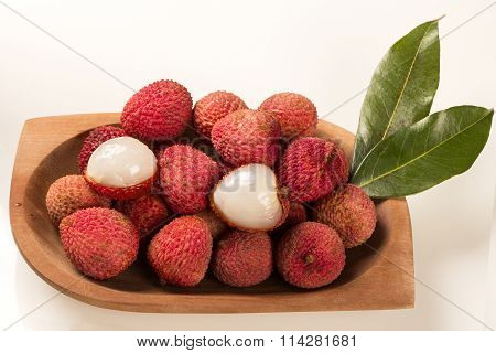 Fresh Lychees On White Background.