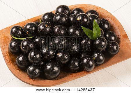 Berry Jaboticaba In Bowl On Wooden Table