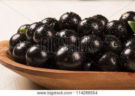 Berry Jaboticaba In Bowl On Wooden Table