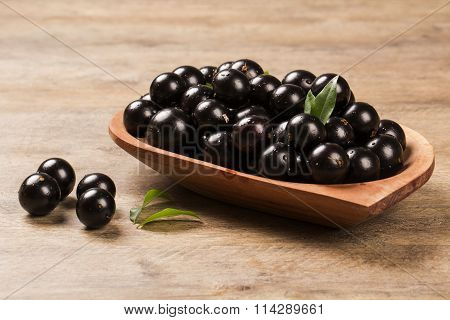 Berry Jaboticaba In Bowl On Wooden Table