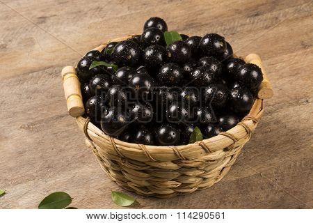 Berry Jaboticaba In Bowl On Wooden Table