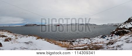 Panoramic Views Of The Bay In The Barents Sea, The Village Of Teriberka, Russia