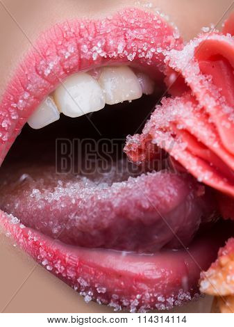 Female Lips And Cream