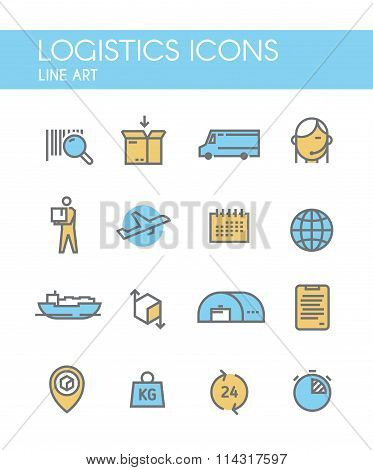 Line vector logistics icons.