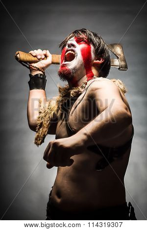 Portrait Of Man In War Paint