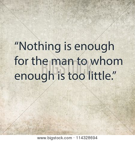 Inspirational quote by ancient Greek philosopher Epicurus on earthy background
