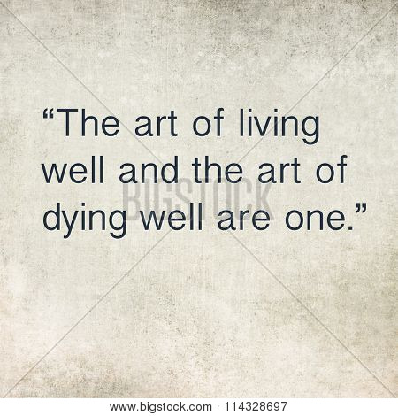 Inspirational quote by ancient Greek philosopher Epicurus on earthy background
