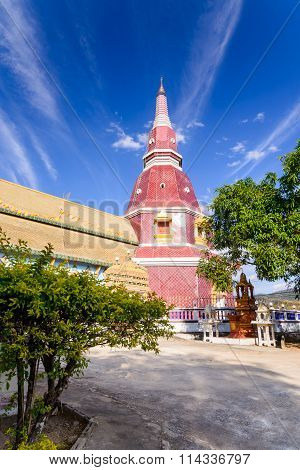 Old pagoda at rural in blue sky Fang hill Chiang Mai Thailand.