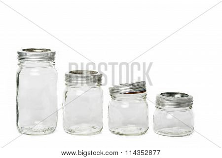 Four Empty Glass Jar
