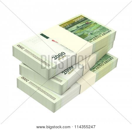Malagasy ariary bills isolated on white background. Computer generated 3D photo rendering.