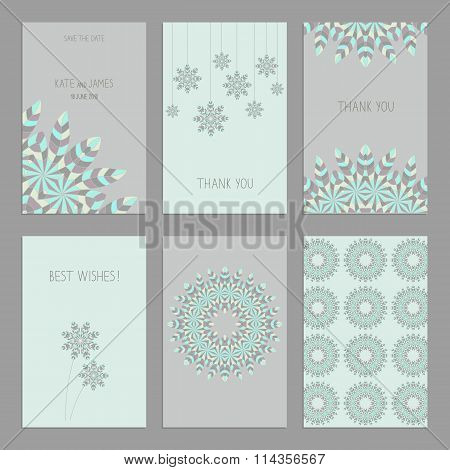 Vector Set Of Vintage Cards  Templates Editable In Ethnic American Indian Style. Wedding Invitation