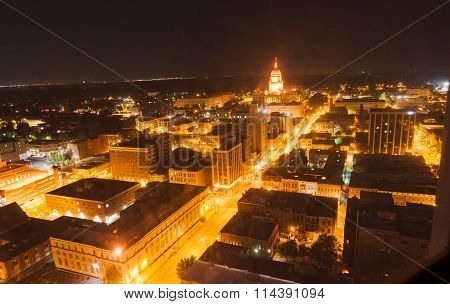 Night Light Looking To State Capital Building,springfield Illinois Usa