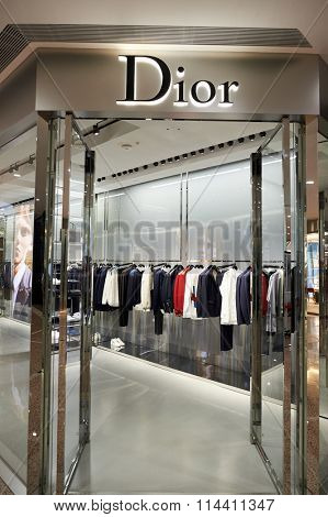HONG KONG - DECEMBER 25, 2015:  interior of Dior store in Hong Kong. Dior, is a European luxury goods company controlled and chaired by French businessman Bernard Arnault