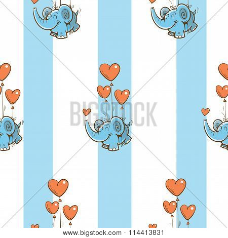 Pattern With Elephants.