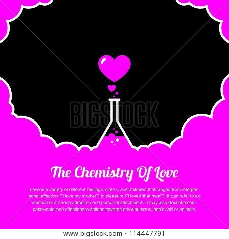 Heart, medical flask chemistry of love