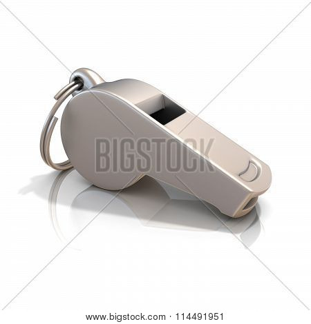 Metal whistle. Side view