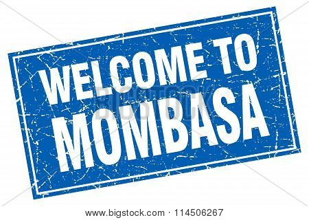 Mombasa Blue Square Grunge Welcome To Stamp