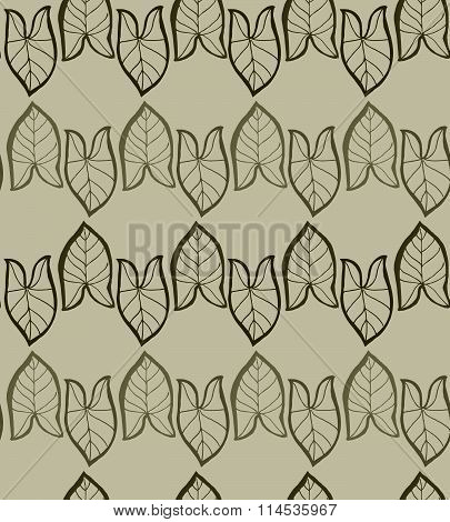 Seamless hand drawn leaves pattern