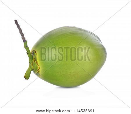 Green Coconut Fruit On White Background