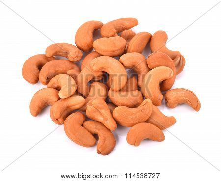 Roasted Salted Cashews Isolated On White Background.