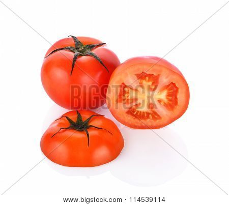 Red Tomato On White Background