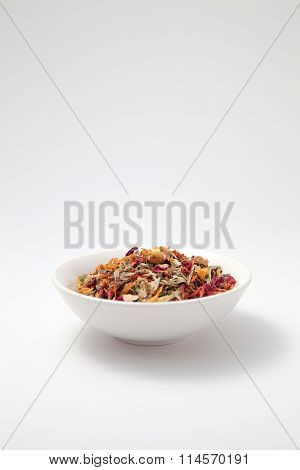 Blend herbal tea leaves