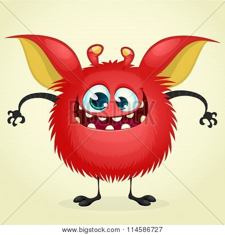 Happy cartoon monster. Vector character