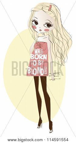 cute cartoon blonde girl