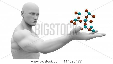 Man Observing and Analyzing Molecule Structure Art