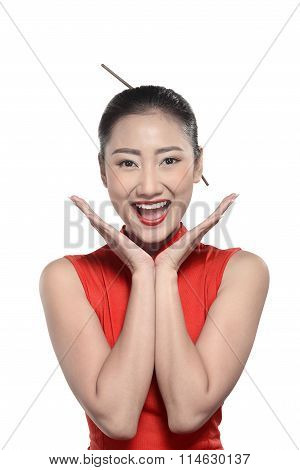 Chinese Girl In Cheongsam Dress