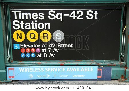 Times Square 42 St Subway Station entrance in NYC