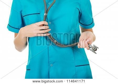 Woman doctor with stethoscope.