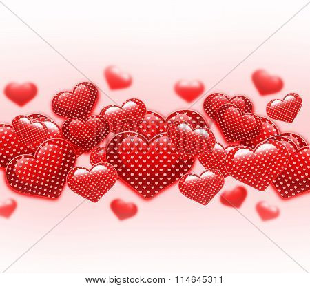 Red beautiful Valentine Day hearts on white background.
