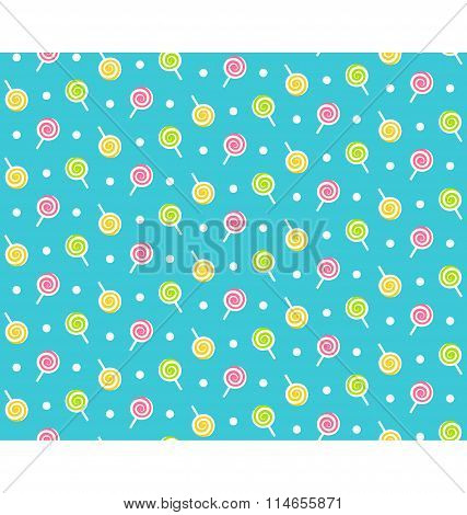 Seamless bright childish abstract pattern with lollipops