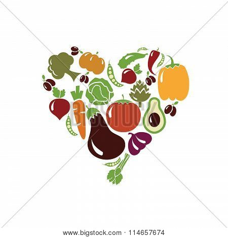 Vector Heart Made Of Vegetables