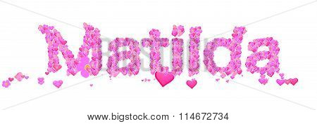 Matilda Female Name Set With Hearts Type Design