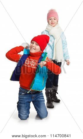 Cildren playing in the snow