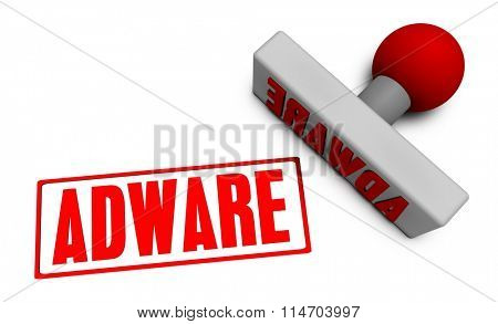 Adware Stamp or Chop on Paper Concept in 3d