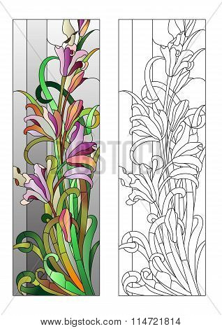 floral stained-glass pattern