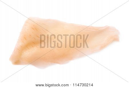 Slice of pickled ginger isolated