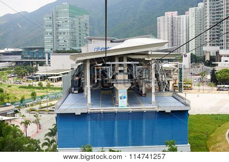 HONG KONG - MAY 11, 2012: view from Ngong Ping 360 cable car. The Ngong Ping 360 is a tourism project on Lantau Island in Hong Kong.