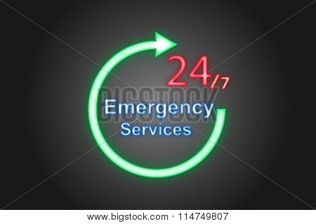 Label Neon 24/7 Emergency Services